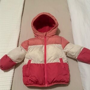 Swiss Tech Kids Puffer Jacket - Pink and Cream